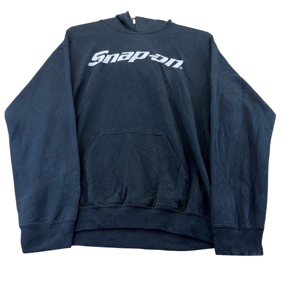 Snap-on Hoodie Mens Medium Black Graphic Sweatshirt Heavy Blend Good Condition